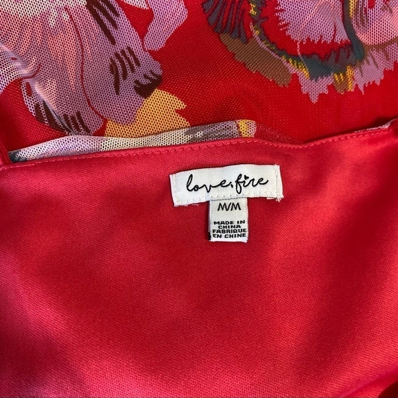 LOVE Fire red floral tropical dress size Medium - Picture 6 of 6